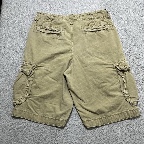 American Eagle Cargo Shorts Mens 30 Tan Khaki Ripstop Military Y2K Cotton Long - Picture 4 of 15